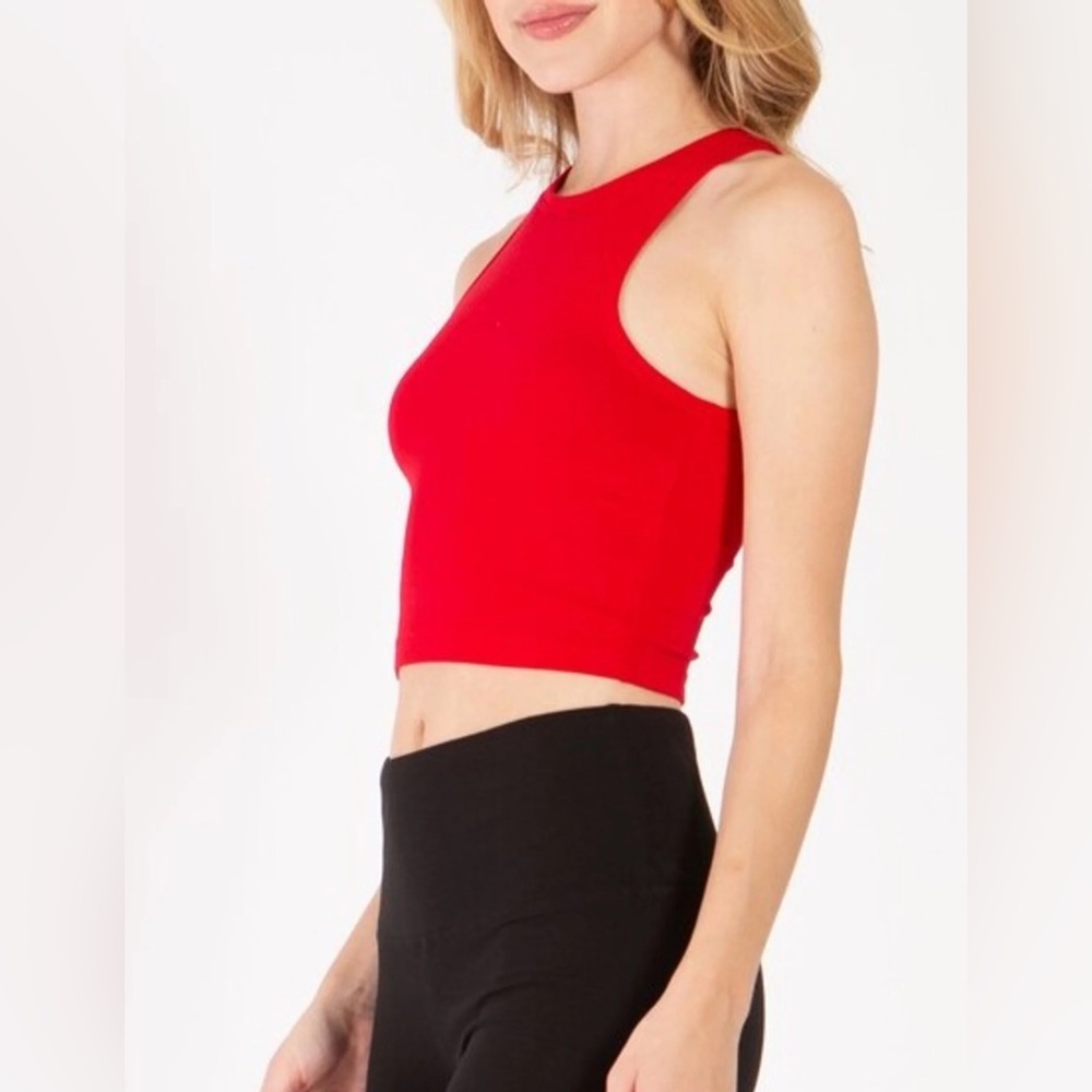 NEW Moa Moa Tank Top Red Seamless High Neck OS